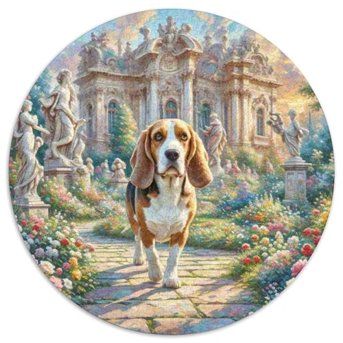 Basset Hund Rundes 1000 Puzzle Puzzle Rund Puzzle Haustier Hund Stressabbau-Spielzeug Für Erwachsene Kinder Schwieriges Großes 1000pcs (67.5x67.5cm) von MPASHJHCV