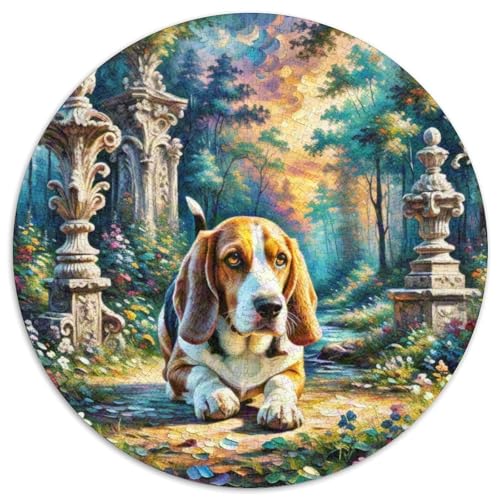 Basset Hund Rundes 1000 Puzzle Puzzle Rund Puzzle Haustier Hund Verringerter Druck Schwieriges Für Erwachsene Kinder Schwieriges Großes 1000pcs (67.5x67.5cm) von MPASHJHCV