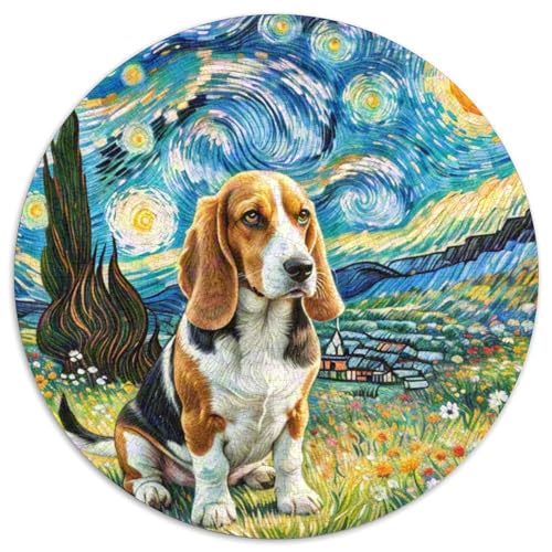Basset Hund Rundes 1000 Puzzle Puzzle Rund Puzzle Haustier Hund Verringerter Druck Schwieriges Für Erwachsene Und Kinder Schwieriges Großes 1000pcs (67.5x67.5cm) von MPASHJHCV