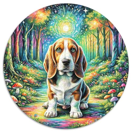Basset Hund Rundes 1000 Puzzle Puzzle Rund Puzzle Haustier Hund Verringerter Druck Schwieriges Für Erwachsene Und Kinder Unmögliches Puzzle Für Erwachsene 1000pcs (67.5x67.5cm) von MPASHJHCV
