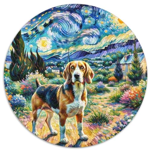 Basset Hund Rundes 1000 Puzzle Puzzle Rund Puzzle Haustierhund Verringerter Druck Schwieriges Für Erwachsene Und Kinder Puzzle Erwachsene Anspruchsvoll 1000pcs (67.5x67.5cm) von MPASHJHCV