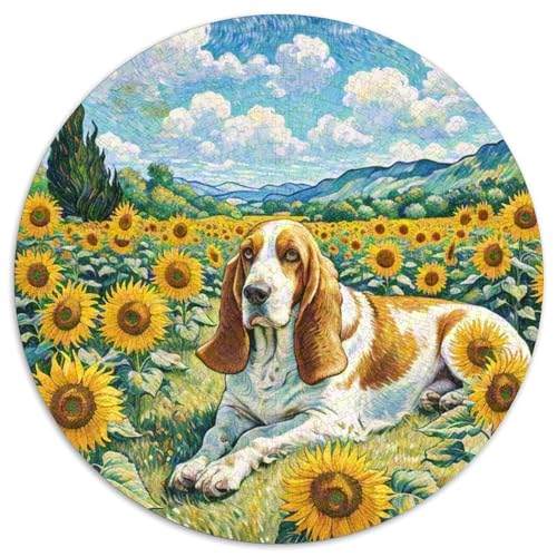 Basset Hund Rundes 1000 Puzzle Puzzle Rundes Puzzle Haustierhund Pädagogisches Für Erwachsene Kinder Schwieriges Großes 1000pcs (67.5x67.5cm) von MPASHJHCV