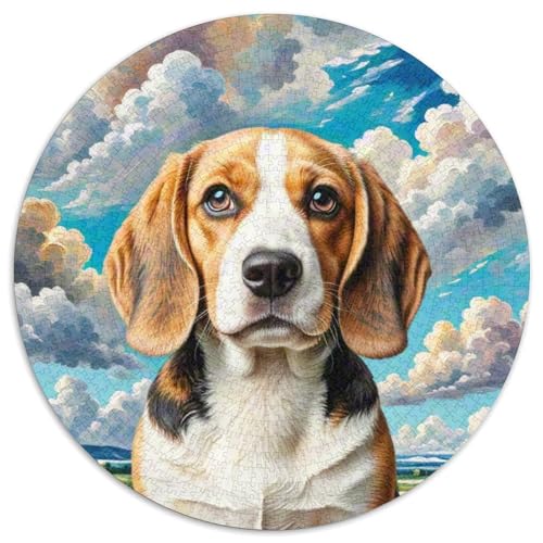 Beagle Rundes 1000 Puzzle Puzzle Rund Puzzle Haustierhund Stressabbau-Spielzeug Für Erwachsene Kinder Schwieriges Großes 1000pcs (67.5x67.5cm) von MPASHJHCV