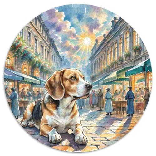 Beagle Rundes 1000 Puzzle Puzzle Rund Puzzle Haustierhund Stressabbau-Spielzeug Für Erwachsene Kinder Schwieriges Großes 1000pcs (67.5x67.5cm) von MPASHJHCV