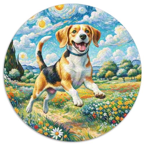 Beagle Rundes 1000 Puzzle Puzzle Rund Puzzle Haustierhund Stressabbau-Spielzeug Für Erwachsene Kinder Schwieriges Großes 1000pcs (67.5x67.5cm) von MPASHJHCV