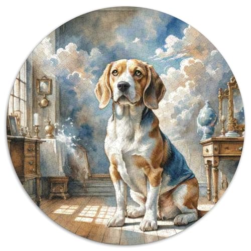 Beagle Rundes 1000 Puzzle Puzzle Rund Puzzle Haustierhund Stressabbau-Spielzeug Für Erwachsene Und Kinder Puzzle Erwachsene Anspruchsvoll 1000pcs (67.5x67.5cm) von MPASHJHCV