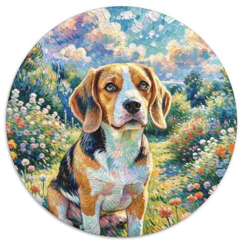 Beagle Rundes 1000 Puzzle Puzzle Rundes Puzzle Haustierhund Stressabbau-Spielzeug Für Erwachsene Kinder Erwachsene Impossible Puzzle 1000pcs (67.5x67.5cm) von MPASHJHCV