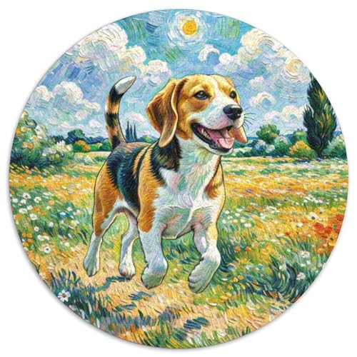 Beagle Rundes 1000 Puzzle Puzzle Rundes Puzzle Haustierhund Stressabbau-Spielzeug Für Erwachsene Kinder Erwachsene Impossible Puzzle 1000pcs (67.5x67.5cm) von MPASHJHCV