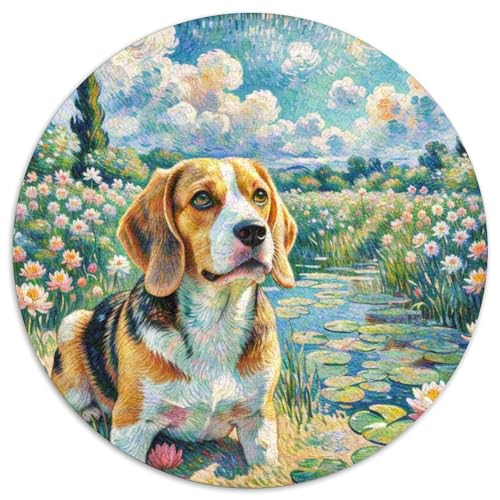 Beagle Rundes 1000 Puzzle Puzzle Rundes Puzzle Haustierhund Stressabbau-Spielzeug Für Erwachsene Und Kinder Schwieriges Großes 1000pcs (67.5x67.5cm) von MPASHJHCV