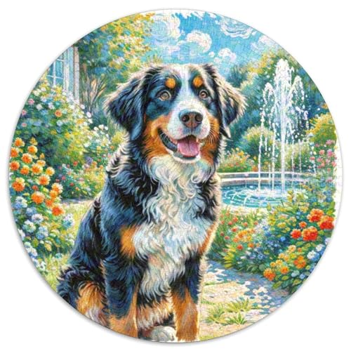 Berner Berghund Rundes 1000 Puzzle Puzzle Rund Puzzle Haustier Hund Stressabbau-Spielzeug Für Erwachsene Und Kinder Erwachsene Impossible Puzzle 1000pcs (67.5x67.5cm) von MPASHJHCV