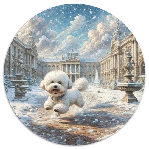 Bichon Frise Rundes 1000 Puzzle Puzzle Rund Puzzle Haustier Hund Geschenke Für Erwachsene Kinder Puzzle Erwachsene Anspruchsvoll 1000pcs (67.5x67.5cm) von MPASHJHCV
