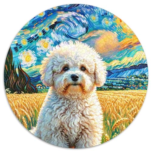Bichon Frise Rundes 1000 Puzzle Puzzle Rund Puzzle Haustier Hund Geschenke Für Erwachsene Und Kinder Unmögliches Puzzle Für Erwachsene 1000pcs (67.5x67.5cm) von MPASHJHCV