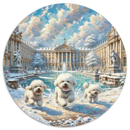 Bichon Frise Rundes 1000 Puzzle Puzzle Rund Puzzle Haustier Hund Pädagogisches Für Erwachsene Kinder Puzzle Erwachsene Anspruchsvoll 1000pcs (67.5x67.5cm) von MPASHJHCV