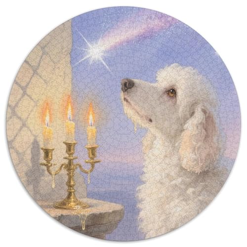 Bichon Frise Rundes 1000 Puzzle Puzzle Rund Puzzle Haustier Hund Stressabbau-Spielzeug Für Erwachsene Und Kinder Schwieriges Großes 1000pcs (67.5x67.5cm) von MPASHJHCV