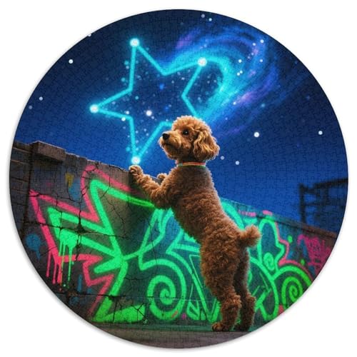 Bichon Frise Rundes 1000 Puzzle Puzzle Rund Puzzle Haustier Hund Stressabbau-Spielzeug Für Erwachsene Und Kinder Schwieriges Großes 1000pcs (67.5x67.5cm) von MPASHJHCV