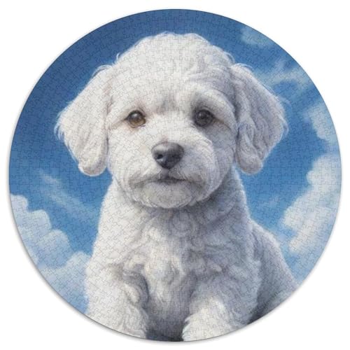 Bichon Frise Rundes 1000 Puzzle Puzzle Rund Puzzle Haustier Hund Verringerter Druck Schwieriges Für Erwachsene Und Kinder Unmögliches Puzzle Für Erwachsene 1000pcs (67.5x67.5cm) von MPASHJHCV