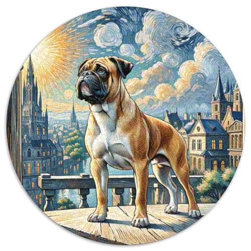 Boxer Rundes 1000 Puzzle Puzzle Rund Puzzle Haustier Hund Geschenke Für Erwachsene Kinder Erwachsene Impossible Puzzle 1000pcs (67.5x67.5cm) von MPASHJHCV