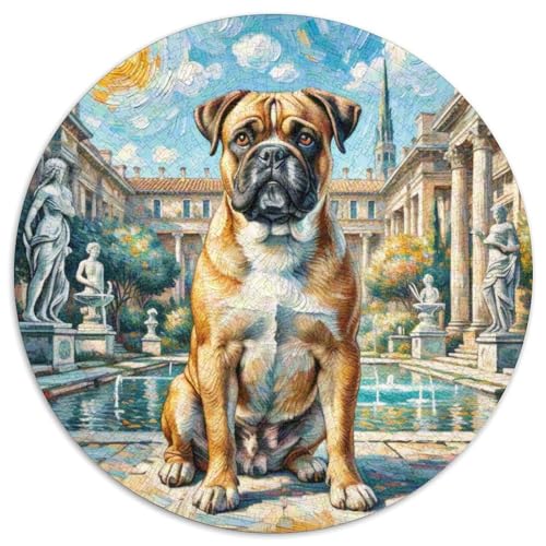 Boxer Rundes 1000 Puzzle Puzzle Rund Puzzle Haustier Hund Geschenke Für Erwachsene Kinder Schwieriges Großes 1000pcs (67.5x67.5cm) von MPASHJHCV