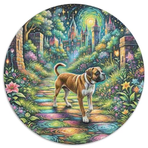 Boxer Rundes 1000 Puzzle Puzzle Rund Puzzle Haustier Hund Geschenke Für Erwachsene Und Kinder Erwachsene Impossible Puzzle 1000pcs (67.5x67.5cm) von MPASHJHCV