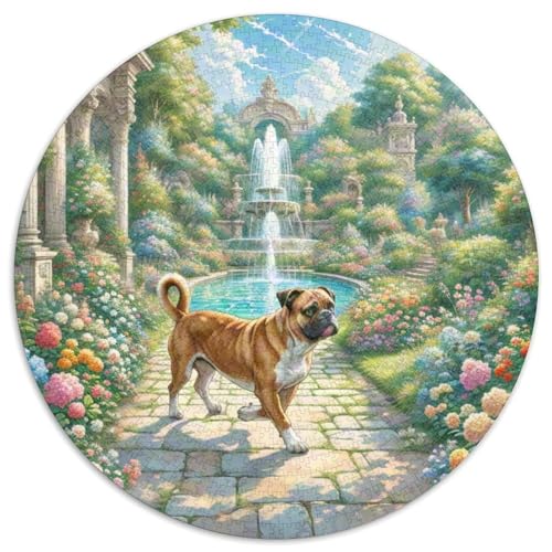 Boxer Rundes 1000 Puzzle Puzzle Rund Puzzle Haustier Hund Geschenke Für Erwachsene Und Kinder Puzzle Erwachsene Anspruchsvoll 1000pcs (67.5x67.5cm) von MPASHJHCV
