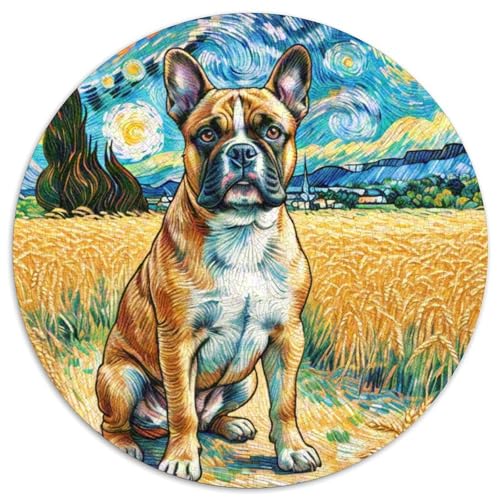 Boxer Rundes 1000 Puzzle Puzzle Rund Puzzle Haustier Hund Geschenke Für Erwachsene Und Kinder Schwieriges Großes 1000pcs (67.5x67.5cm) von MPASHJHCV
