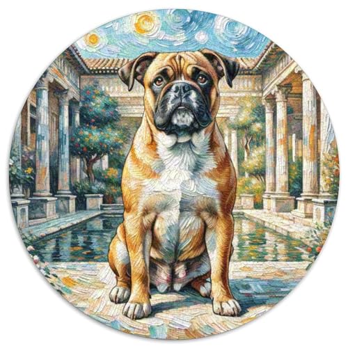 Boxer Rundes 1000 Puzzle Puzzle Rund Puzzle Haustier Hund Geschenke Für Erwachsene Und Kinder Schwieriges Großes 1000pcs (67.5x67.5cm) von MPASHJHCV