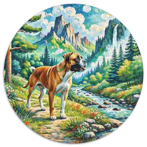 Boxer Rundes 1000 Puzzle Puzzle Rund Puzzle Haustier Hund Geschenke Für Erwachsene Und Kinder Schwieriges Großes 1000pcs (67.5x67.5cm) von MPASHJHCV
