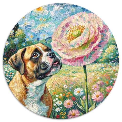 Boxer Rundes 1000 Puzzle Puzzle Rund Puzzle Haustier Hund Geschenke Für Erwachsene Und Kinder Unmögliches Puzzle Für Erwachsene 1000pcs (67.5x67.5cm) von MPASHJHCV