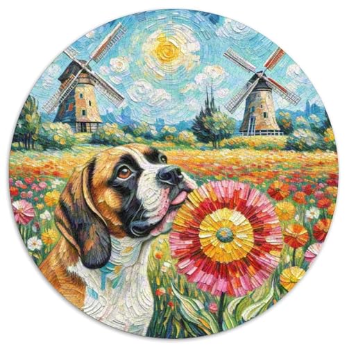 Boxer Rundes 1000 Puzzle Puzzle Rund Puzzle Haustier Hund Geschenke Für Erwachsene Und Kinder Unmögliches Puzzle Für Erwachsene 1000pcs (67.5x67.5cm) von MPASHJHCV