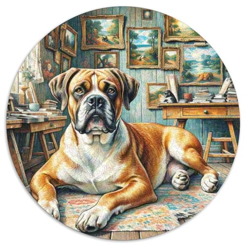 Boxer Rundes 1000 Puzzle Puzzle Rund Puzzle Haustier Hund Geschenke Für Erwachsene Und Kinder Unmögliches Puzzle Für Erwachsene 1000pcs (67.5x67.5cm) von MPASHJHCV