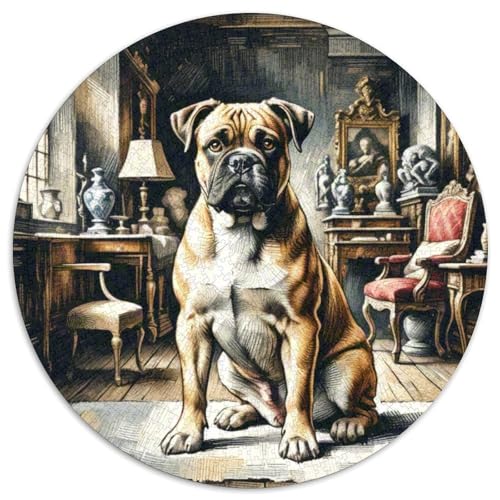 Boxer Rundes 1000 Puzzle Puzzle Rund Puzzle Haustier Hund Pädagogisches Für Erwachsene Kinder Schwieriges Großes 1000pcs (67.5x67.5cm) von MPASHJHCV