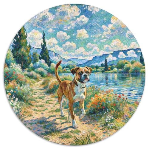 Boxer Rundes 1000 Puzzle Puzzle Rund Puzzle Haustier Hund Pädagogisches Für Erwachsene Kinder Schwieriges Großes 1000pcs (67.5x67.5cm) von MPASHJHCV
