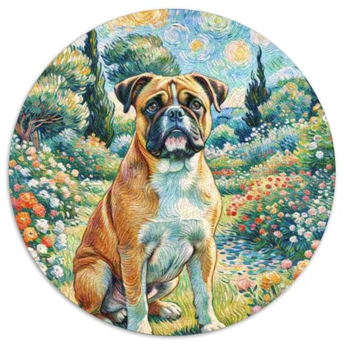 Boxer Rundes 1000 Puzzle Puzzle Rund Puzzle Haustier Hund Pädagogisches Für Erwachsene Und Kinder Erwachsene Impossible Puzzle 1000pcs (67.5x67.5cm) von MPASHJHCV