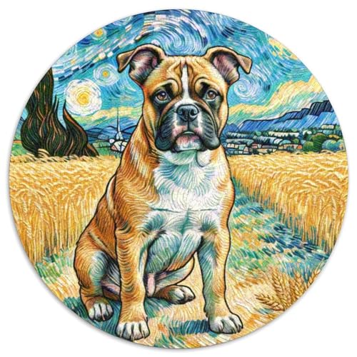 Boxer Rundes 1000 Puzzle Puzzle Rund Puzzle Haustier Hund Pädagogisches Für Erwachsene Und Kinder Erwachsene Impossible Puzzle 1000pcs (67.5x67.5cm) von MPASHJHCV