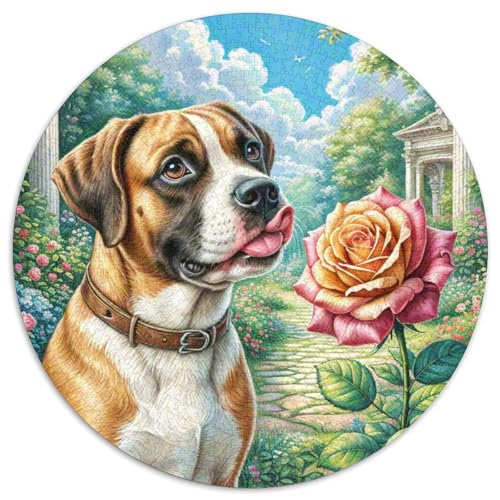 Boxer Rundes 1000 Puzzle Puzzle Rund Puzzle Haustier Hund Pädagogisches Für Erwachsene Und Kinder Schwieriges Großes 1000pcs (67.5x67.5cm) von MPASHJHCV