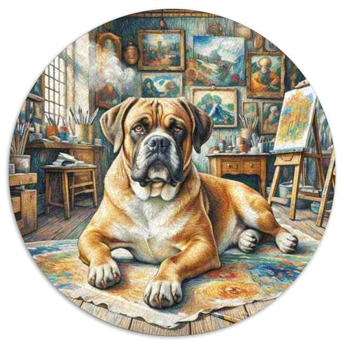 Boxer Rundes 1000 Puzzle Puzzle Rund Puzzle Haustier Hund Pädagogisches Für Erwachsene Und Kinder Unmögliches Puzzle Für Erwachsene 1000pcs (67.5x67.5cm) von MPASHJHCV