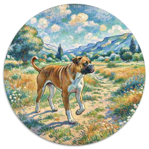 Boxer Rundes 1000 Puzzle Puzzle Rund Puzzle Haustier Hund Pädagogisches Für Erwachsene Und Kinder Unmögliches Puzzle Für Erwachsene 1000pcs (67.5x67.5cm) von MPASHJHCV