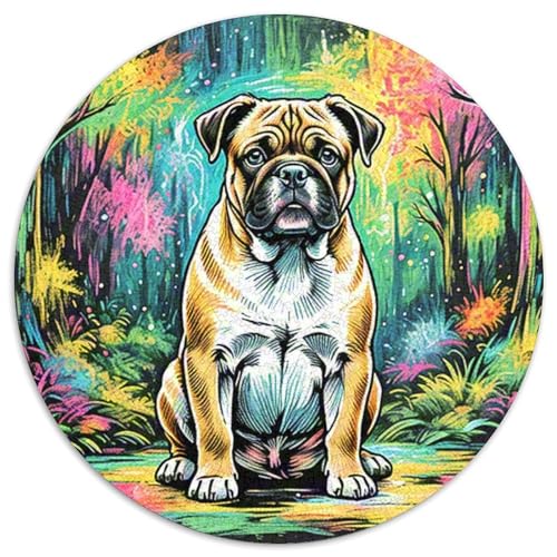 Boxer Rundes 1000 Puzzle Puzzle Rund Puzzle Haustier Hund Stressabbau-Spielzeug Für Erwachsene Kinder Erwachsene Impossible Puzzle 1000pcs (67.5x67.5cm) von MPASHJHCV