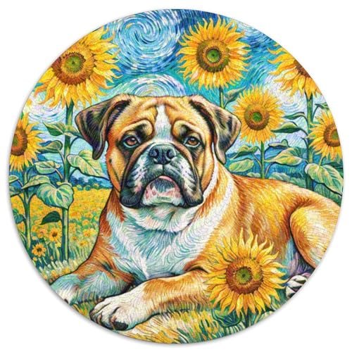 Boxer Rundes 1000 Puzzle Puzzle Rund Puzzle Haustier Hund Stressabbau-Spielzeug Für Erwachsene Kinder Puzzle Erwachsene Anspruchsvoll 1000pcs (67.5x67.5cm) von MPASHJHCV