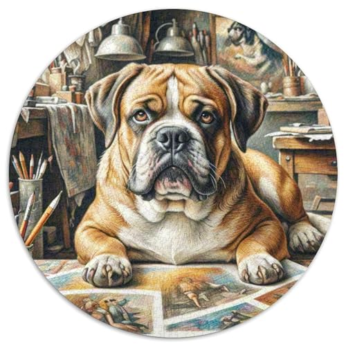Boxer Rundes 1000 Puzzle Puzzle Rund Puzzle Haustier Hund Stressabbau-Spielzeug Für Erwachsene Kinder Unmögliches Puzzle Für Erwachsene 1000pcs (67.5x67.5cm) von MPASHJHCV