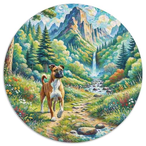 Boxer Rundes 1000 Puzzle Puzzle Rund Puzzle Haustier Hund Stressabbau-Spielzeug Für Erwachsene Und Kinder Erwachsene Impossible Puzzle 1000pcs (67.5x67.5cm) von MPASHJHCV