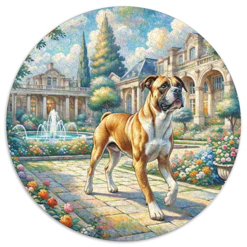 Boxer Rundes 1000 Puzzle Puzzle Rund Puzzle Haustier Hund Stressabbau-Spielzeug Für Erwachsene Und Kinder Puzzle Erwachsene Anspruchsvoll 1000pcs (67.5x67.5cm) von MPASHJHCV
