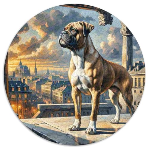 Boxer Rundes 1000 Puzzle Puzzle Rund Puzzle Haustier Hund Stressabbau-Spielzeug Für Erwachsene Und Kinder Unmögliches Puzzle Für Erwachsene 1000pcs (67.5x67.5cm) von MPASHJHCV