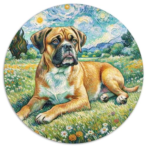 Boxer Rundes 1000 Puzzle Puzzle Rund Puzzle Haustier Hund Verringerter Druck Schwieriges Für Erwachsene Kinder Erwachsene Impossible Puzzle 1000pcs (67.5x67.5cm) von MPASHJHCV