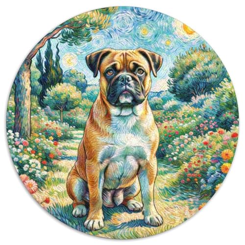 Boxer Rundes 1000 Puzzle Puzzle Rund Puzzle Haustier Hund Verringerter Druck Schwieriges Für Erwachsene Kinder Puzzle Erwachsene Anspruchsvoll 1000pcs (67.5x67.5cm) von MPASHJHCV