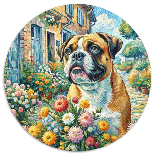 Boxer Rundes 1000 Puzzle Puzzle Rund Puzzle Haustier Hund Verringerter Druck Schwieriges Für Erwachsene Und Kinder Erwachsene Impossible Puzzle 1000pcs (67.5x67.5cm) von MPASHJHCV