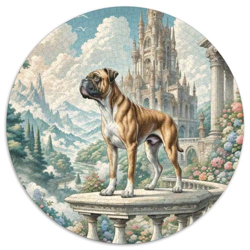 Boxer Rundes 1000 Puzzle Puzzle Rund Puzzle Haustier Hund Verringerter Druck Schwieriges Für Erwachsene Und Kinder Erwachsene Impossible Puzzle 1000pcs (67.5x67.5cm) von MPASHJHCV