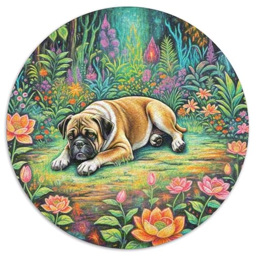 Boxer Rundes 1000 Puzzle Puzzle Rund Puzzle Haustier Hund Verringerter Druck Schwieriges Für Erwachsene Und Kinder Erwachsene Impossible Puzzle 1000pcs (67.5x67.5cm) von MPASHJHCV
