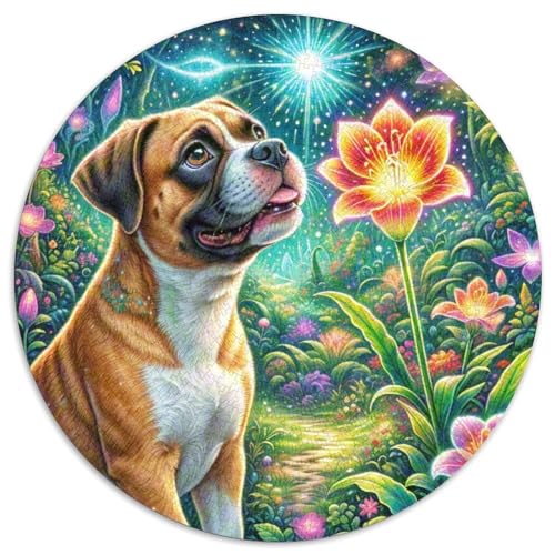 Boxer Rundes 1000 Puzzle Puzzle Rund Puzzle Haustier Hund Verringerter Druck Schwieriges Für Erwachsene Und Kinder Erwachsene Impossible Puzzle 1000pcs (67.5x67.5cm) von MPASHJHCV
