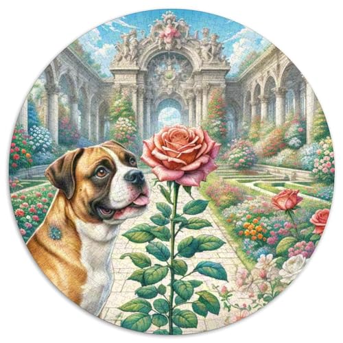 Boxer Rundes 1000 Puzzle Puzzle Rund Puzzle Haustier Hund Verringerter Druck Schwieriges Für Erwachsene Und Kinder Puzzle Erwachsene Anspruchsvoll 1000pcs (67.5x67.5cm) von MPASHJHCV